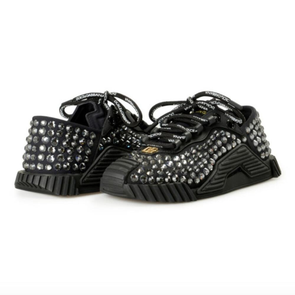Dolce & Gabbana NS1 Rhinestone Sneakers Black Crystal NIB Size 40.5